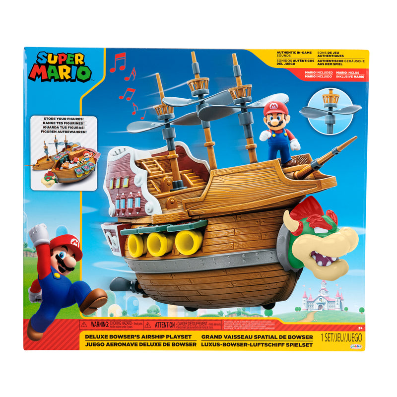 Nintendo Super Mario Deluxe Bowser's Air Ship Playset with Mario Action Figure