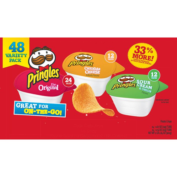 Pringles Potato Crisps Chips, Lunch Snacks, Variety Pack, 33.8oz Box, 48 Cups