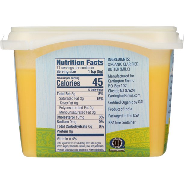 Organic Ghee Clarified Butter Grass-Fed, 12 oz