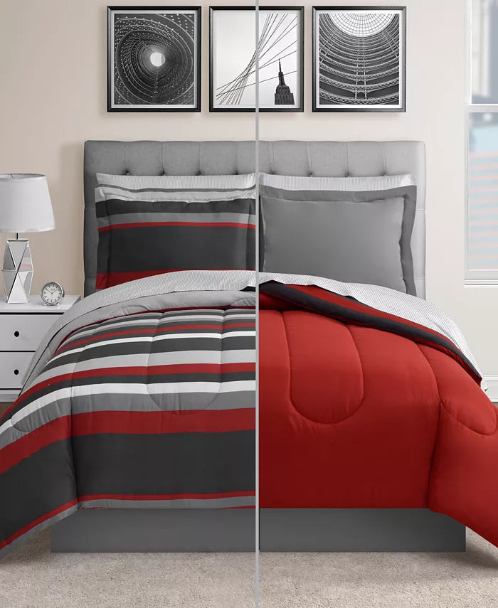 Austin Reversible 8-PC King Comforter Sets, Red