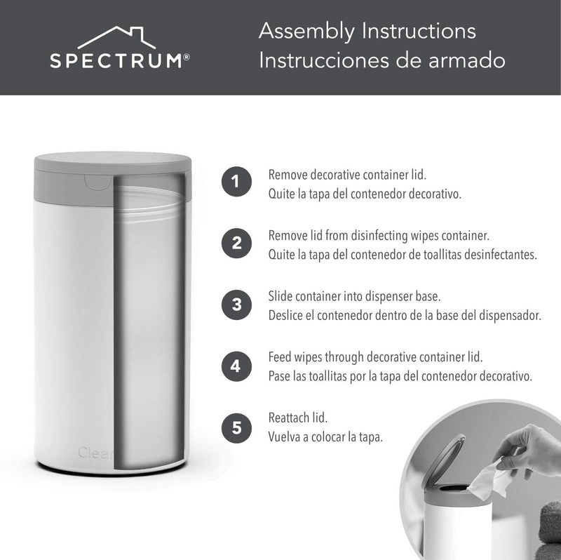 Spectrum Diversified Decorative Refillable Wet Household, Stylish Dispenser for Cleaning Wipes, Black