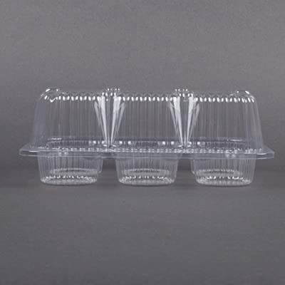 40 Cupcake Containers Plastic Disposable | High Dome Cupcake Boxes 6 Compartment Cupcake Holders Disposable Cupcake Carrier | Half Dozen Cupcake Trays | Durable Cup Cake Muffin Packaging Transporter