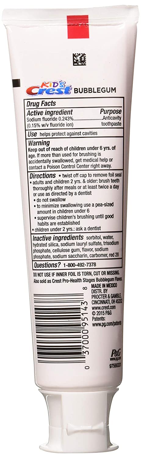 Crest Kid's Crest Cavity Protection Toothpaste Gel Formula, Bubblegum, 4.2 Ounce