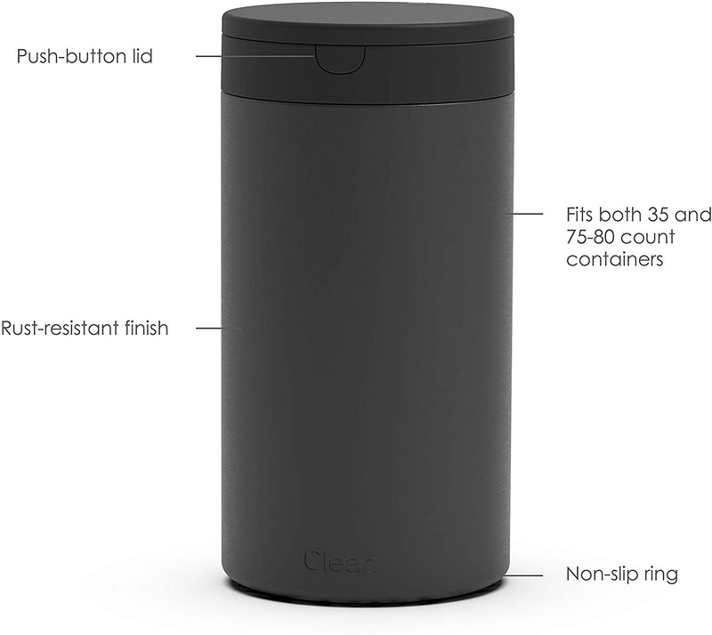 Spectrum Diversified Decorative Refillable Wet Household, Stylish Dispenser for Cleaning Wipes, Black