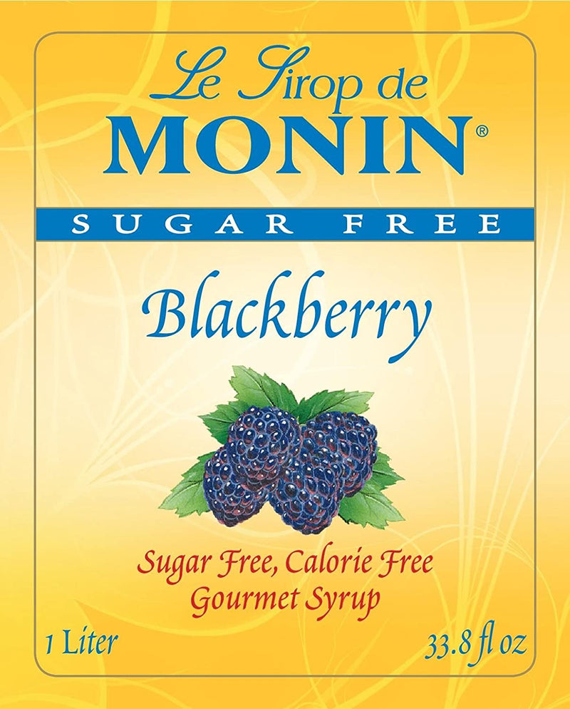 Monin Sugar-Free Blackberry Syrup Plastic Bottle, 1 Liter (33.8 Fl Oz)
