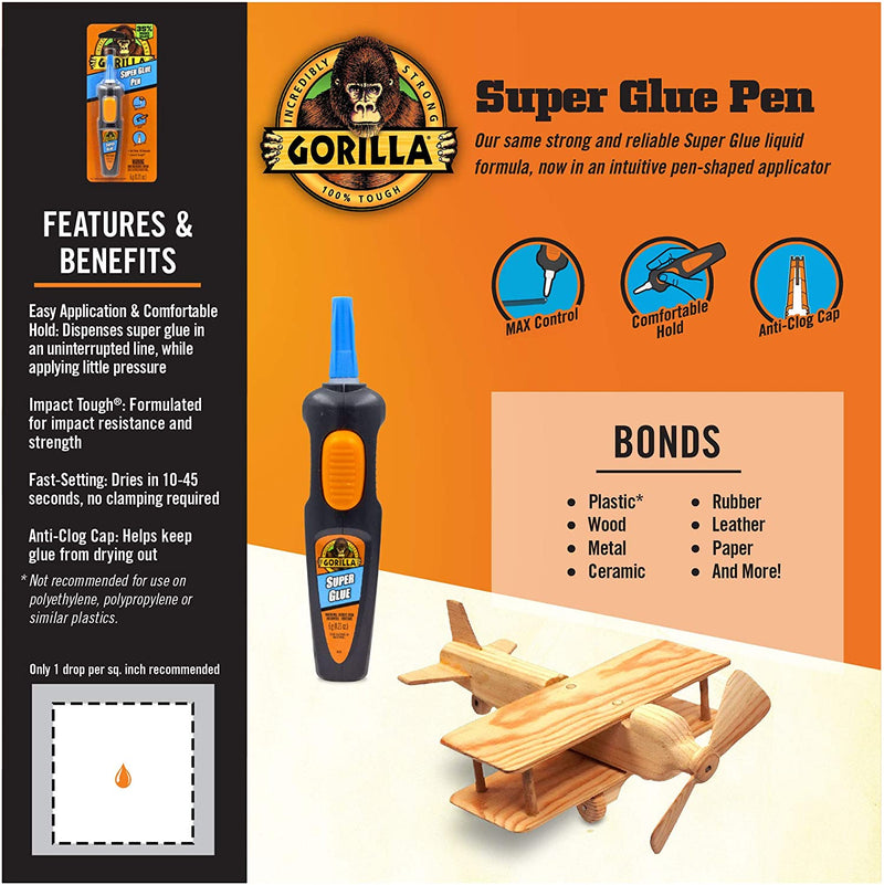 Gorilla Super Glue Pen, 6 Gram, Clear (Pack of 1)