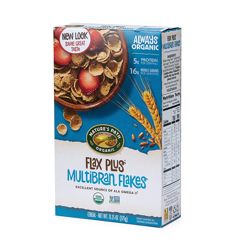 Nature's Path Organic Flax Plus Multibran Flakes Cereal, 13.25 Ounce (Pack of 6), Non-GMO, 16g Whole Grains, with Omega-3 Rich Flax Seeds