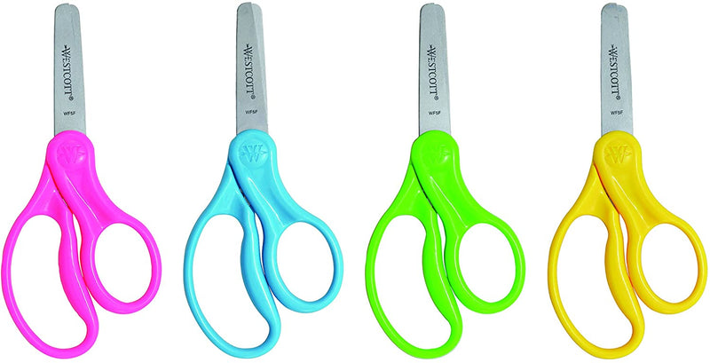 Westcott Right- & Left-Handed Scissors For Kids, 5’’ Blunt Safety Scissors, Assorted, 12 Pack (13140)