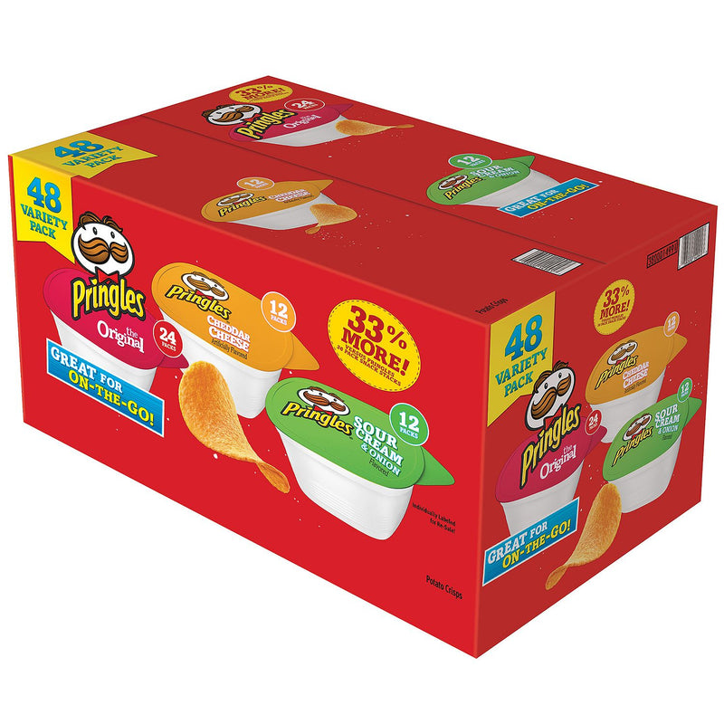 Pringles Potato Crisps Chips, Lunch Snacks, Variety Pack, 33.8oz Box, 48 Cups