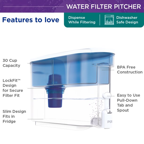 PUR 30 Cup Dispenser Water Filtration System, DS1800Z, Blue/White