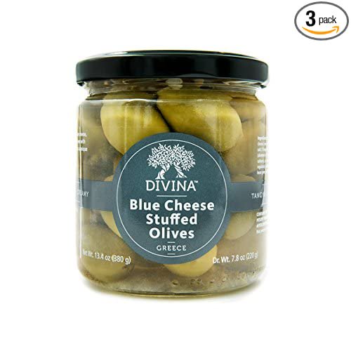 Divina Olives Stuffed With Blue Cheese in Brine, 7.8-Ounce Jars (Pack of 3)