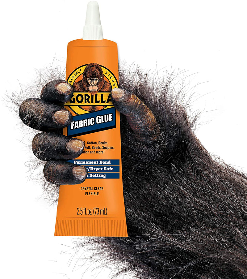 Gorilla Waterproof Fabric Glue 2.5 Ounce Tube, Clear, (Pack of 3)