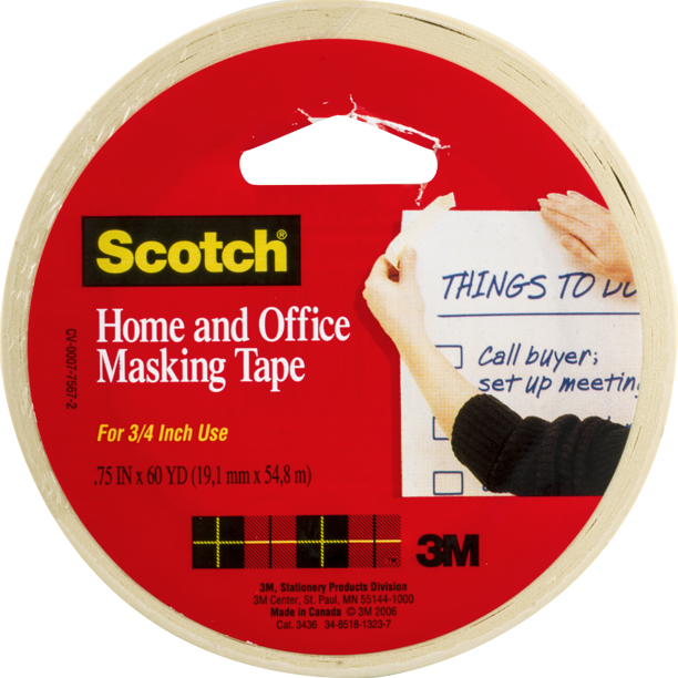 Scotch Masking Tape Roll, .7in. x 54.6 yd., 1 Roll per Pack