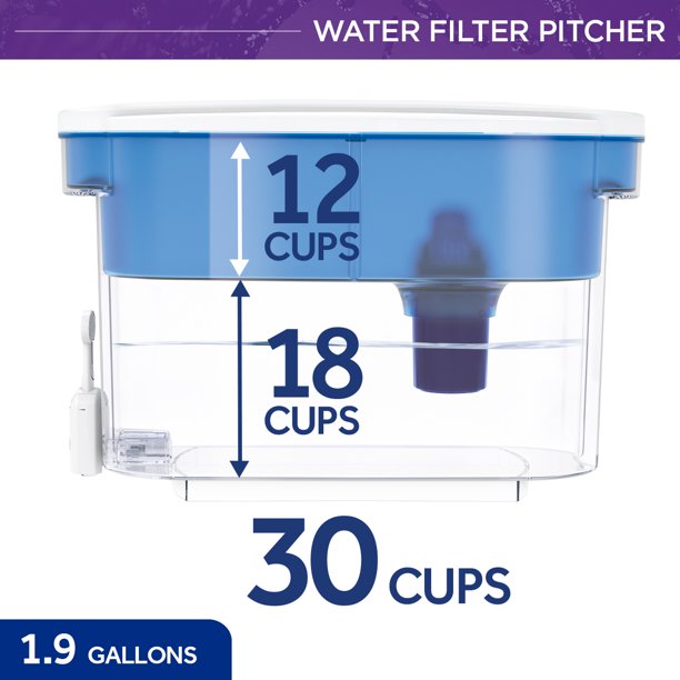 PUR 30 Cup Dispenser Water Filtration System, DS1800Z, Blue/White