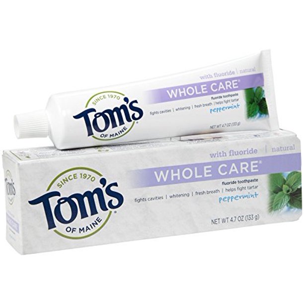Tom's of Maine Whole Care Fluoride Toothpaste, Peppermint, 2 Count