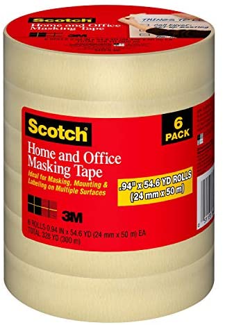 Scotch Home and Office Masking Tape, 1-Inch by 55-Yards, 6 Rolls