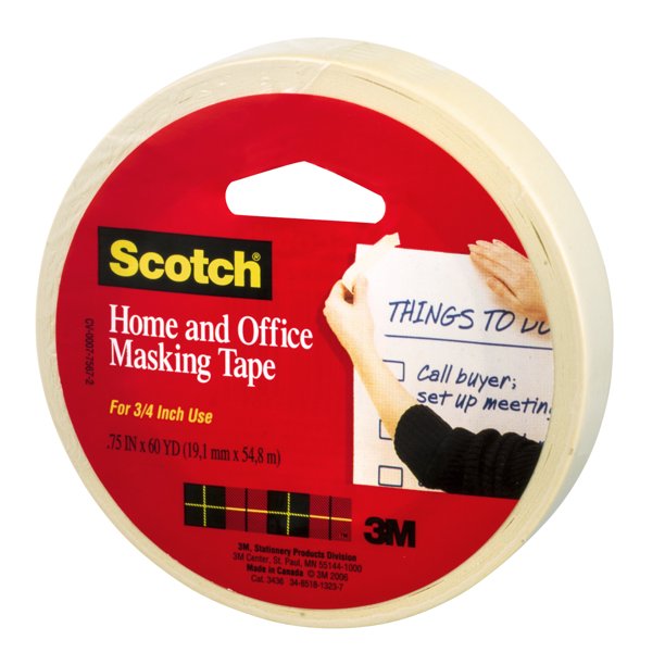 Scotch Masking Tape Roll, .7in. x 54.6 yd., 1 Roll per Pack