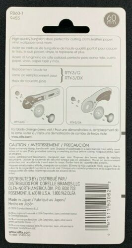 1 OLFA ROTARY CUTTER BLADE-60MM RB60-1
