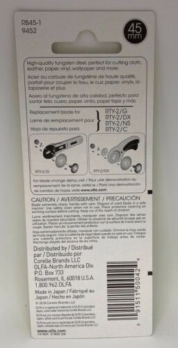 OLFA 45mm Straight Edge Rotary Blade, 1-pack (RB45-1) New